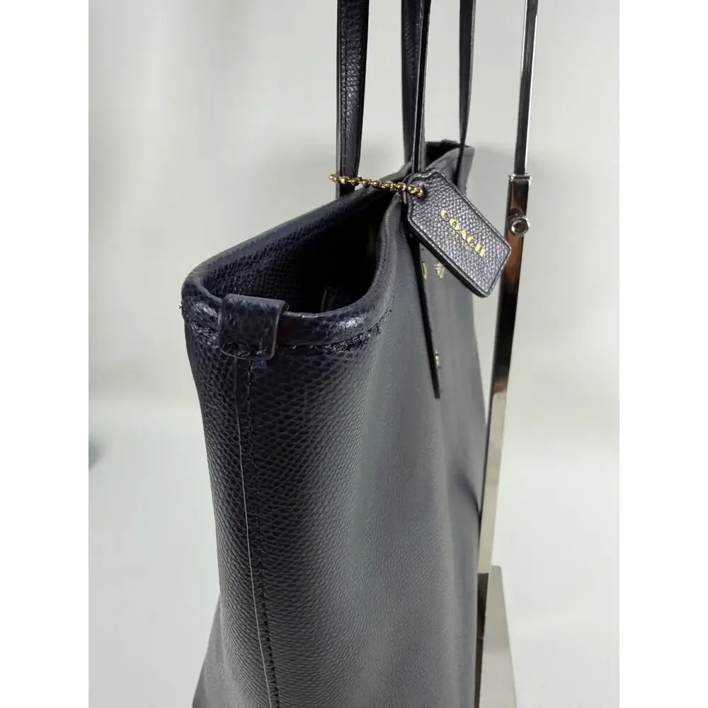 Coach Gallery Tote Bag Navy Blue Crossgrain Leather Gold Hardware F79608